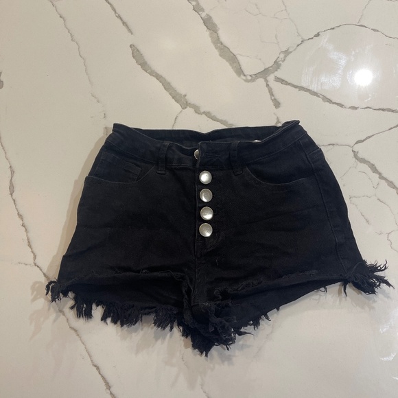 Black Jean Shorts - Picture 1 of 2